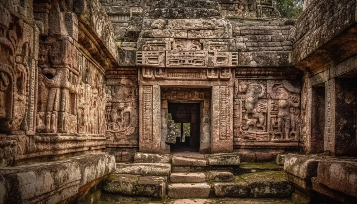 Die antiken Ruinen von Angkor – ein spirituelles Meisterwerk, von KI generiert.